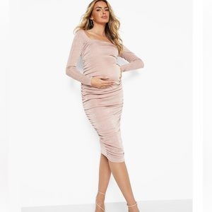 Boohoo pink maternity dress